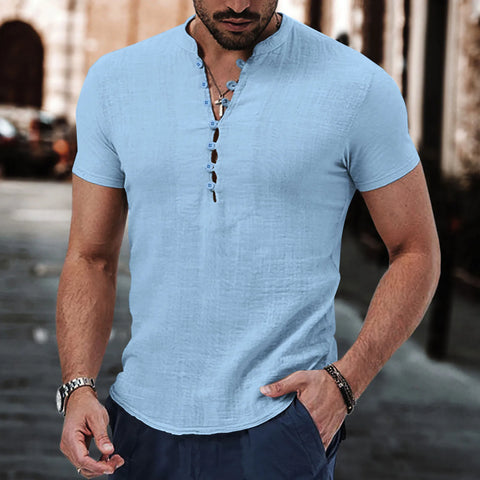 Camisa de Linho Masculina Finezze Azul Céu
