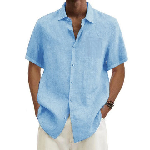 Camisa de Linho Masculina Leviz Azul Claro