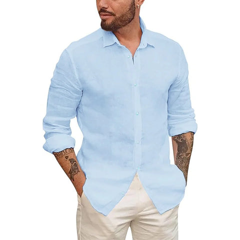 Camisa de Linho Masculina Ministry Azul Céu