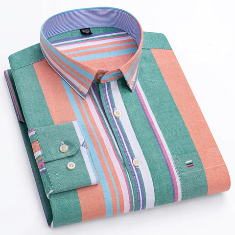 Camisa Masculina Listrada Color Manga Longa