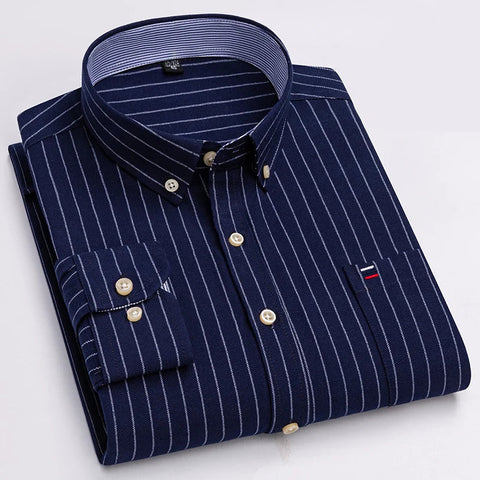 Camisa Masculina Soft Listrada Manga Longa