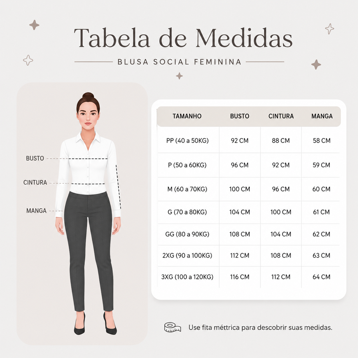 Kit com 3 Camisas Femininas Manga Longa